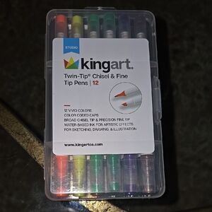 Kingart Twin-Tip Chisel & Fine Tip Pens Set